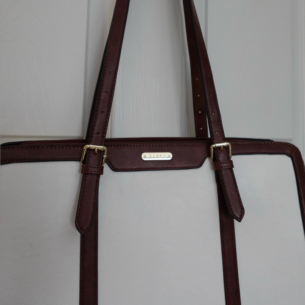 Chic White and Brown Women's Laptop Bag - Picture 8 of 8